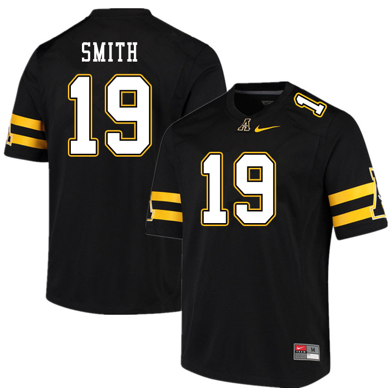 Men #19 Mike Smith Appalachian State Mountaineers College Football Jerseys Sale-Black - Click Image to Close